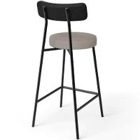 Kit 04 Banquetas Baixa Bar Cozinha Sala Jantar Milão L02 Couríssimo Preto Linho Bege