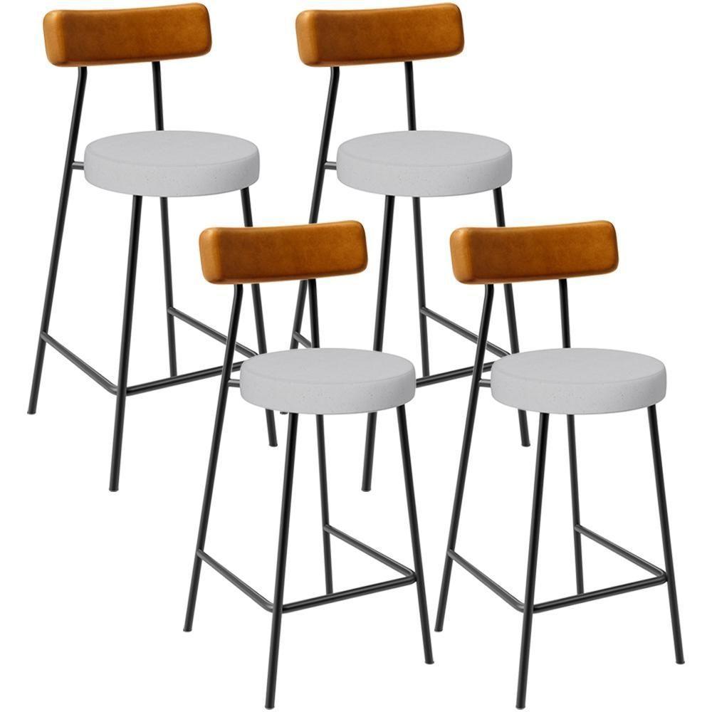 Kit 04 Banquetas Baixa Cozinha E Sala Jantar Bancada Milão L02 Couríssimo Whisky Cinza - 1