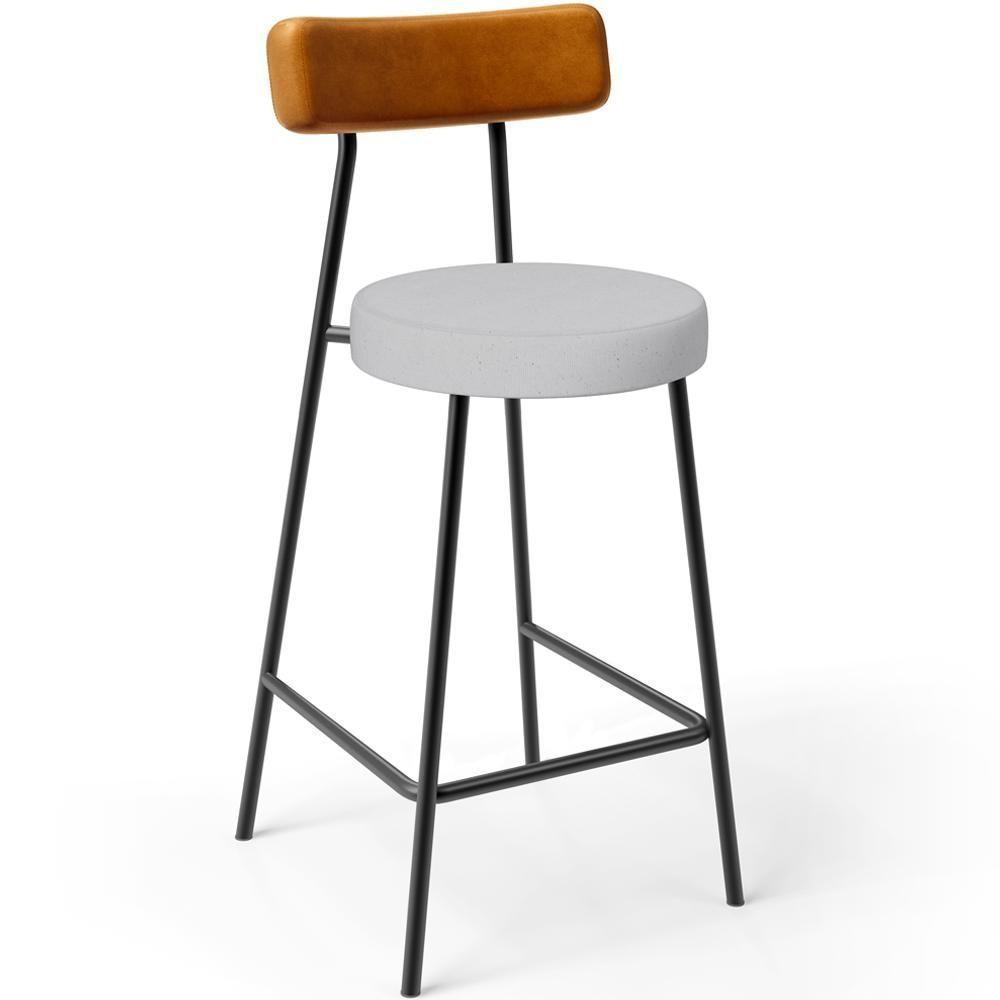 Kit 04 Banquetas Baixa Cozinha E Sala Jantar Bancada Milão L02 Couríssimo Whisky Cinza - 6