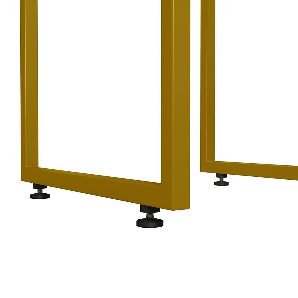 Kit 02 Banquetas Alta Para Cozinha Sala De Jantar Hanna L02 Dourado Linho Bege Escuro - 2