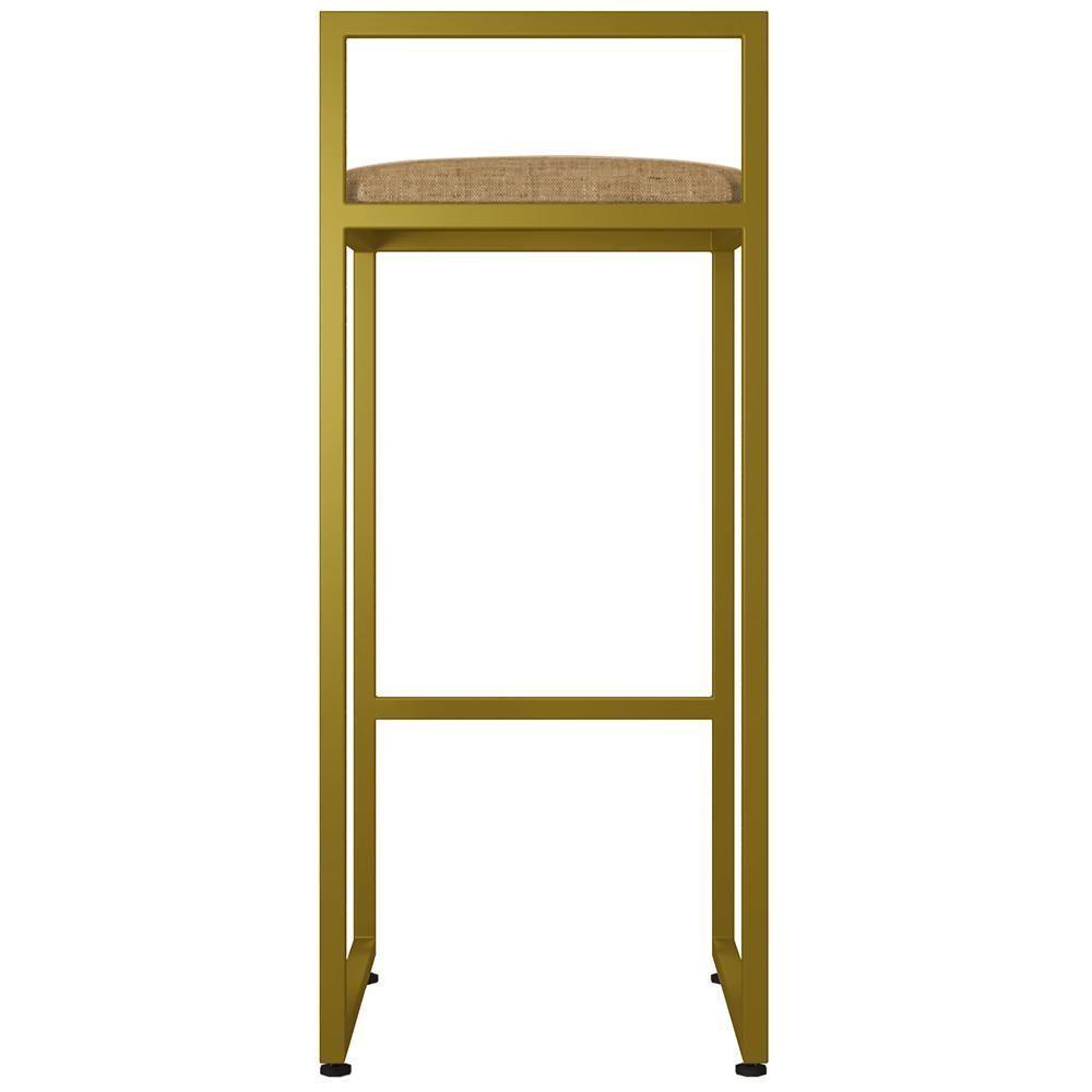 Kit 02 Banquetas Alta Para Cozinha Sala De Jantar Hanna L02 Dourado Linho Bege Escuro - 3