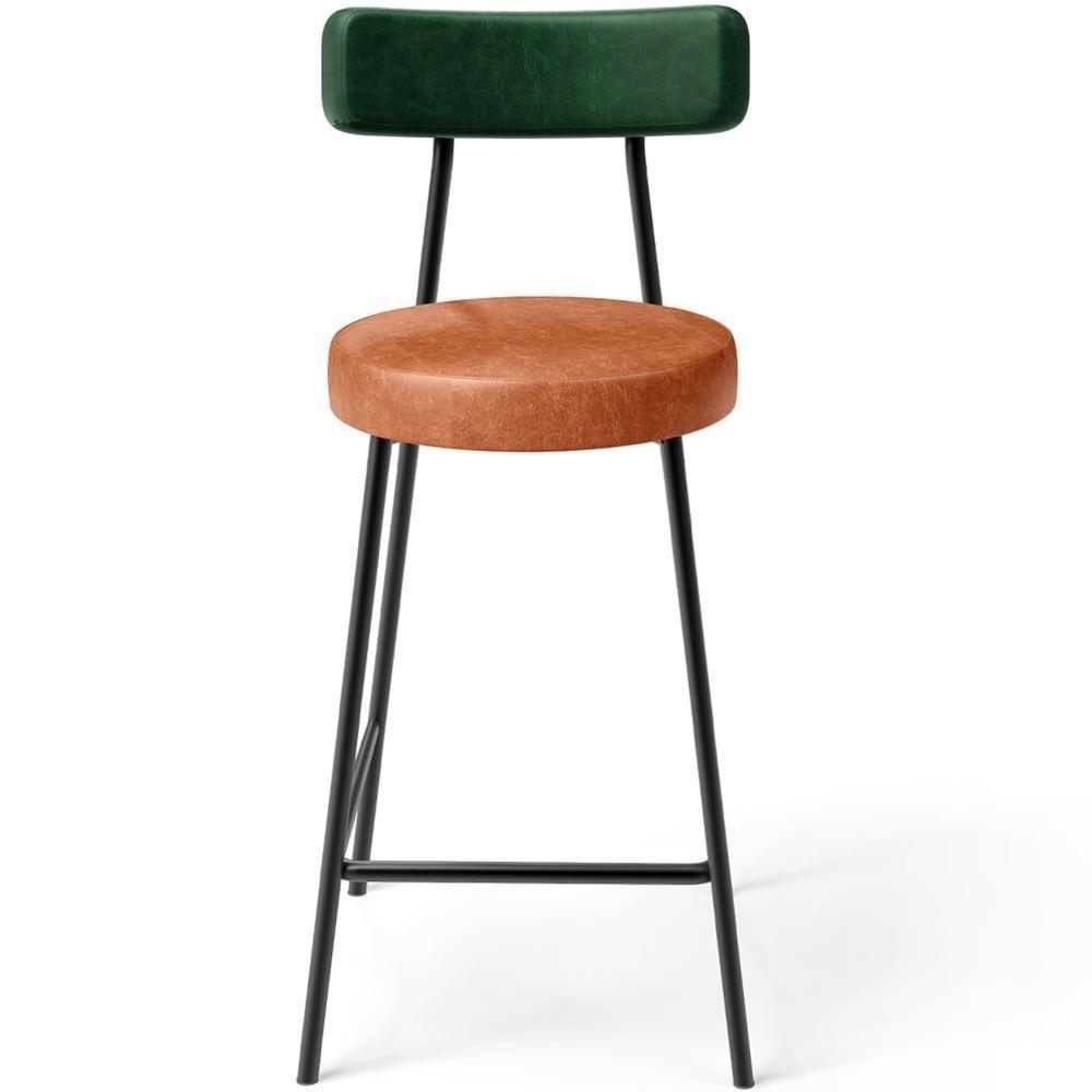 Kit 03 Banquetas Baixa Cozinha Sala Jantar Bancada Milão L02 Facto Verde Musgo Camel - 6