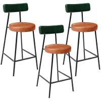 Kit 03 Banquetas Baixa Cozinha Sala Jantar Bancada Milão L02 Facto Verde Musgo Camel - 1