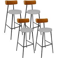 Kit 04 Banquetas Alta Bar Cozinha Sala Jantar Milão L02 Couríssimo Whisky Linho Cinza - 1