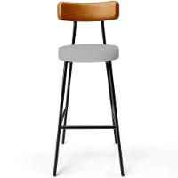 Kit 04 Banquetas Alta Bar Cozinha Sala Jantar Milão L02 Couríssimo Whisky Linho Cinza - 6