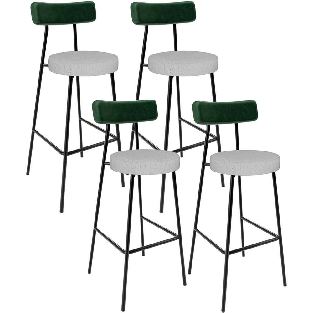 Kit 04 Banquetas Alta Bar Cozinha Sala De Jantar Milão L02 Facto Verde Musgo Linho Cinza - 1