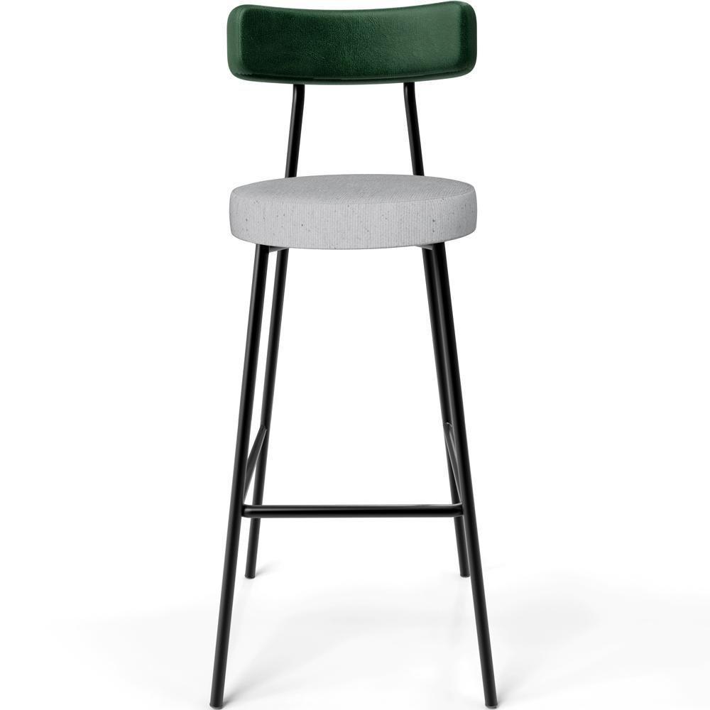 Kit 04 Banquetas Alta Bar Cozinha Sala De Jantar Milão L02 Facto Verde Musgo Linho Cinza - 7