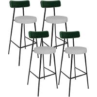 Kit 04 Banquetas Alta Bar Cozinha Sala De Jantar Milão L02 Facto Verde Musgo Linho Cinza - 1