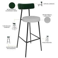 Kit 04 Banquetas Alta Bar Cozinha Sala De Jantar Milão L02 Facto Verde Musgo Linho Cinza