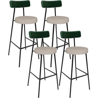 Kit 04 Banquetas Alta Bar Cozinha Sala Jantar Milão L02 Facto Verde Musgo Linho Bege