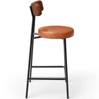 Kit 03 Banquetas Baixa Cozinha Sala Jantar Bancada Milão L02 Couríssimo Marrom Camel - 3