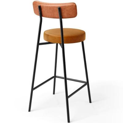 Banqueta Baixa Cozinha Sala Jantar Bancada Milão L02 Couríssimo Camel Whisky