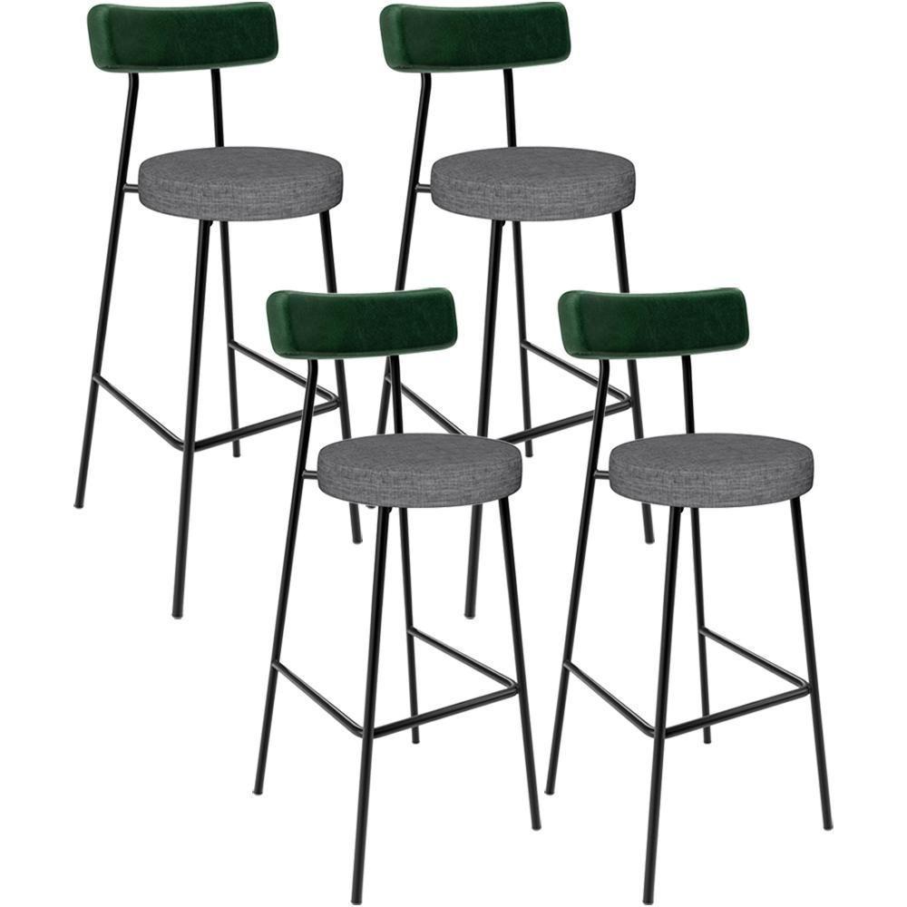 Kit 04 Banquetas Alta Bar Cozinha Sala Jantar Milão L02 Facto Verde Linho Cinza Escuro - 1