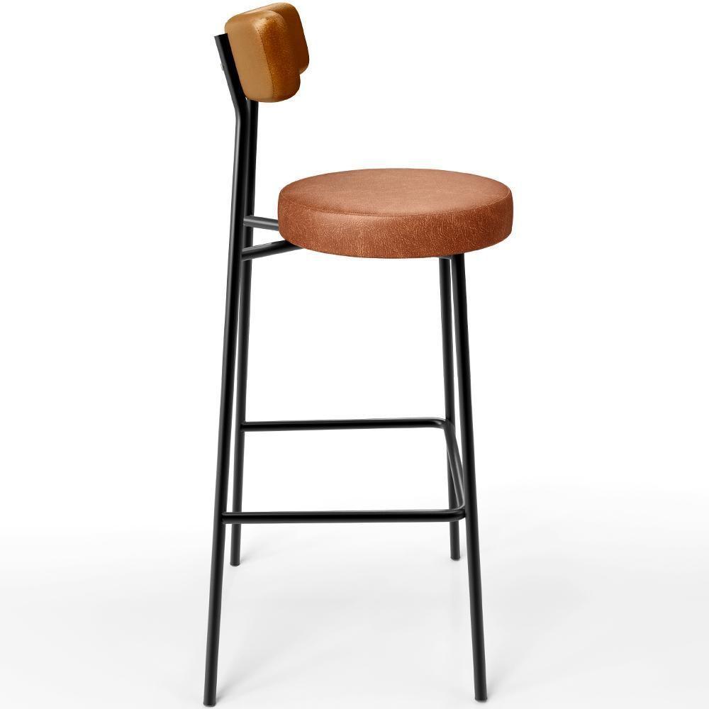 Kit 04 Banquetas Alta Bar Cozinha Sala De Jantar Milão L02 Couríssimo Whisky Camel - 3