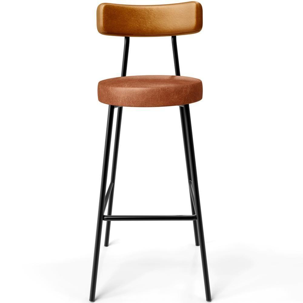 Kit 04 Banquetas Alta Bar Cozinha Sala De Jantar Milão L02 Couríssimo Whisky Camel - 6