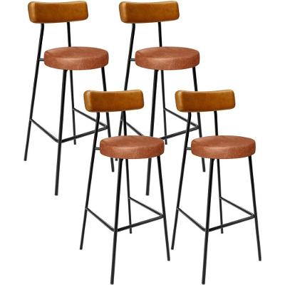 Kit 04 Banquetas Alta Bar Cozinha Sala De Jantar Milão L02 Couríssimo Whisky Camel