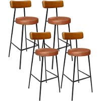 Kit 04 Banquetas Alta Bar Cozinha Sala De Jantar Milão L02 Couríssimo Whisky Camel - 1