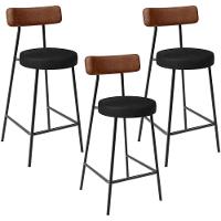 Kit 03 Banquetas Baixa Cozinha Sala Jantar Bancada Milão L02 Couríssimo Marrom Preto - 1