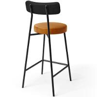 Kit 03 Banquetas Baixa Cozinha Sala Jantar Bancada Milão L02 Couríssimo Preto Whisky - 3