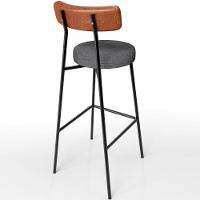 Kit 04 Banquetas Alta Bar Cozinha Sala Jantar Milão L02 Couríssimo Camel Cinza Escuro