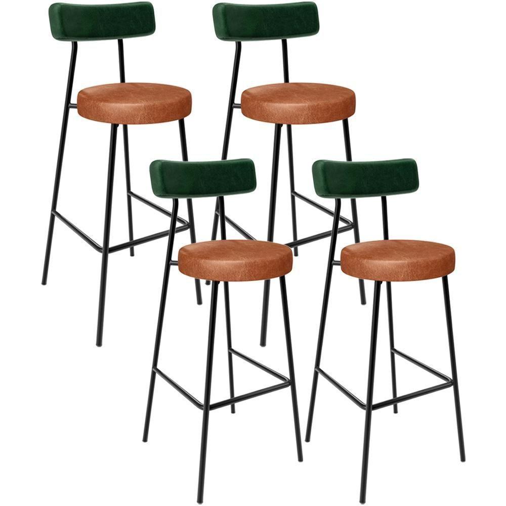 Kit 04 Banquetas Alta Bar Cozinha Sala Jantar Milão L02 Facto Verde Couríssimo Camel - 1