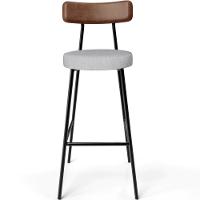 Kit 04 Banquetas Alta Bar Cozinha Sala Jantar Milão L02 Couríssimo Marrom Linho Cinza - 8