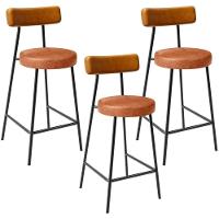 Kit 03 Banquetas Baixa Cozinha Sala Jantar Bancada Milão L02 Couríssimo Whisky Camel - 1