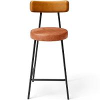 Kit 03 Banquetas Baixa Cozinha Sala Jantar Bancada Milão L02 Couríssimo Whisky Camel - 2