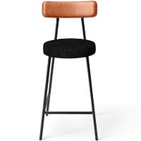 Banqueta Baixa Cozinha Sala Jantar Bancada Milão L02 Couríssimo Camel Linho Chumbo - 5