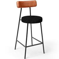 Banqueta Baixa Cozinha Sala Jantar Bancada Milão L02 Couríssimo Camel Linho Chumbo - 7