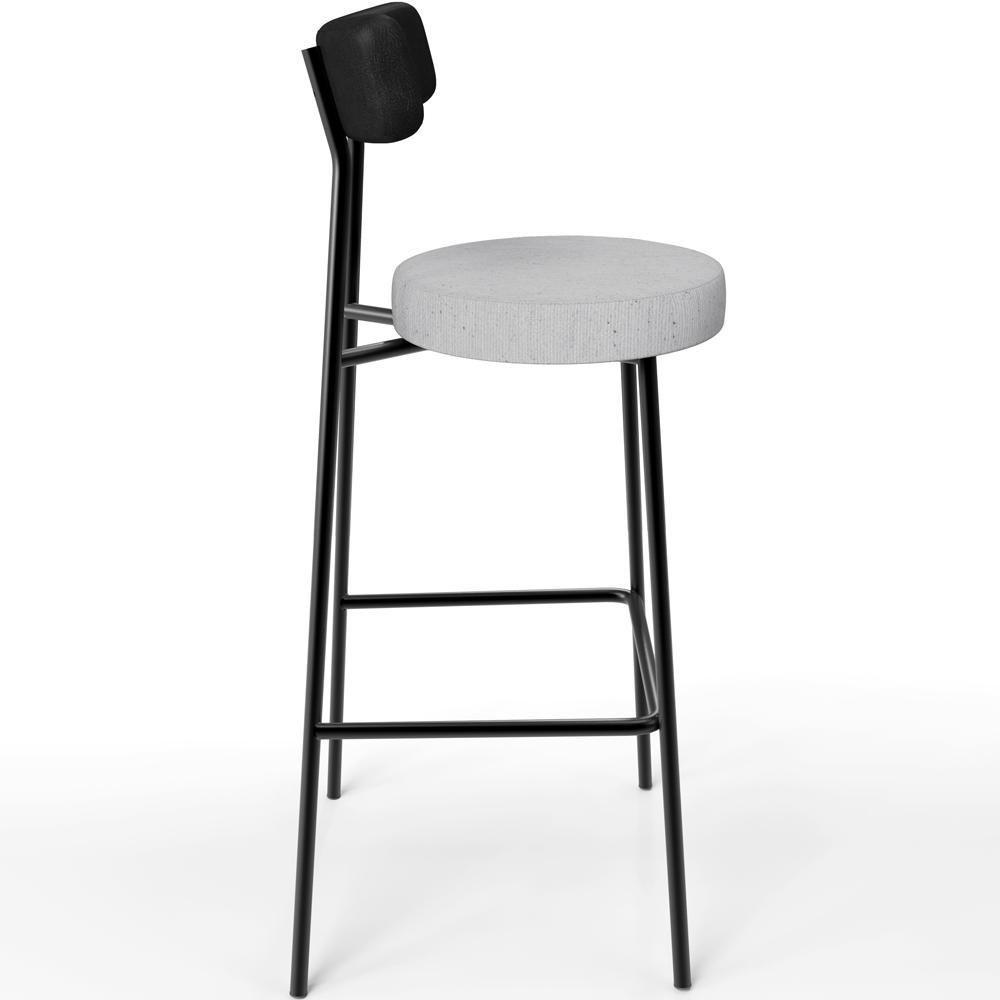 Kit 04 Banquetas Alta Bar Cozinha Sala De Jantar Milão L02 Couríssimo Preto Linho Cinza - 8