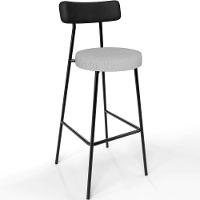 Kit 04 Banquetas Alta Bar Cozinha Sala De Jantar Milão L02 Couríssimo Preto Linho Cinza - 2