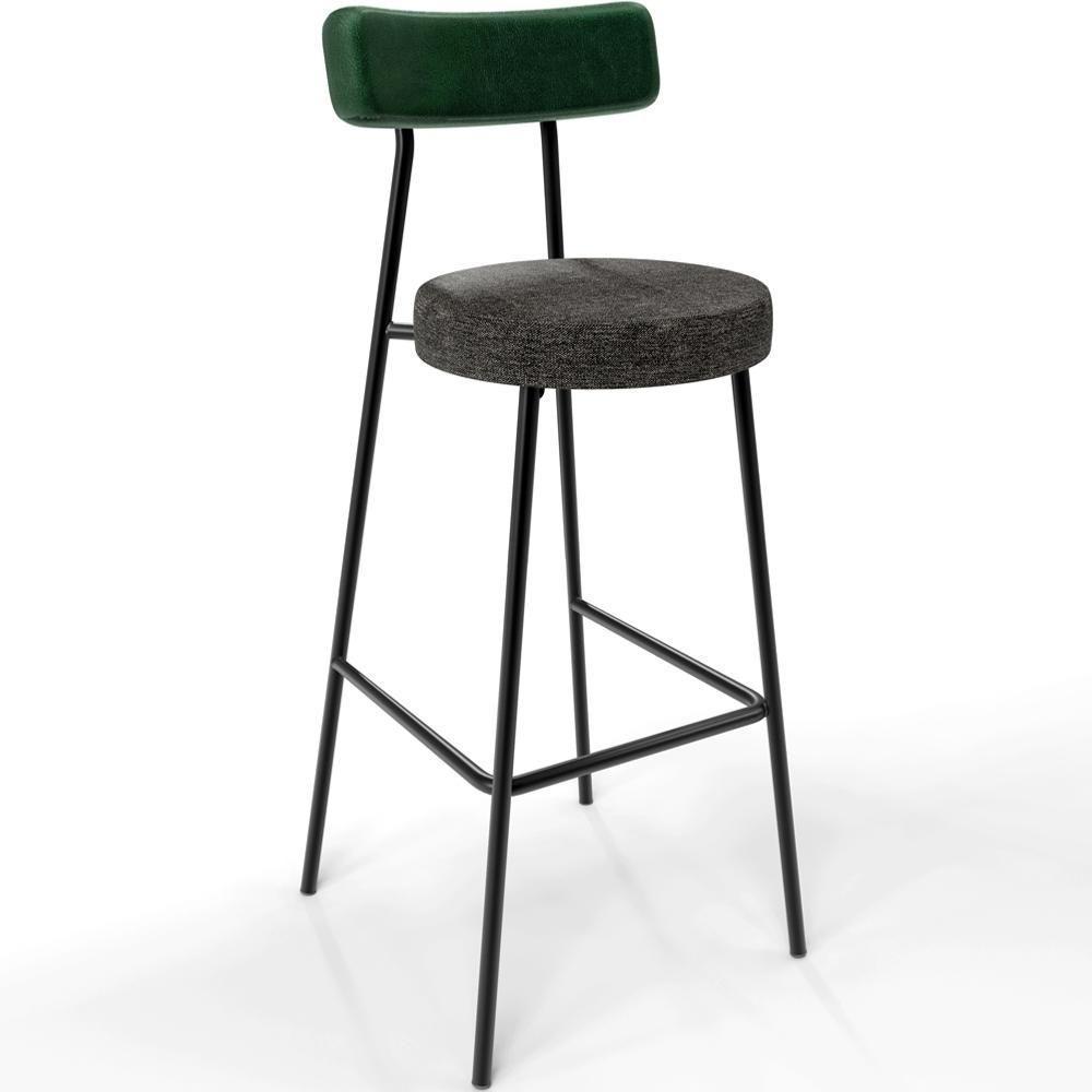 Kit 04 Banquetas Alta Bar Cozinha Sala Jantar Milão L02 Facto Verde Musgo Linho Chumbo - 8