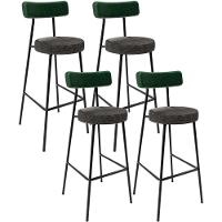 Kit 04 Banquetas Alta Bar Cozinha Sala Jantar Milão L02 Facto Verde Musgo Linho Chumbo - 1