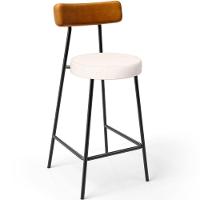 Kit 03 Banquetas Baixa Cozinha Sala Jantar Bancada Milão L02 Couríssimo Whisky Linho Cru