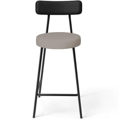 Banqueta Baixa Cozinha E Sala De Jantar Bancada Milão L02 Couríssimo Preto Linho Bege