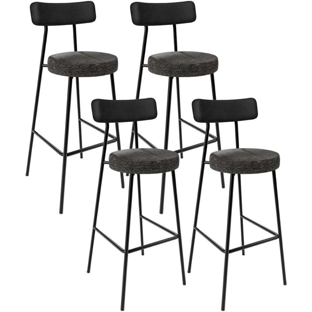 Kit 04 Banquetas Alta Bar Cozinha Sala De Jantar Milão L02 Couríssimo Preto Linho Chumbo - 1