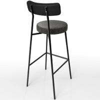 Kit 04 Banquetas Alta Bar Cozinha Sala De Jantar Milão L02 Couríssimo Preto Linho Chumbo - 2