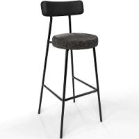 Kit 04 Banquetas Alta Bar Cozinha Sala De Jantar Milão L02 Couríssimo Preto Linho Chumbo - 6