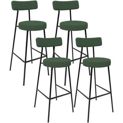 Kit 04 Banquetas Alta Bar Cozinha Sala De Jantar Em Aço Milão F01 Suede Verde Musgo