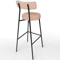 Kit 02 Banquetas Alta Cozinha Bar Sala Jantar Estrutura Em Aço Milão L02 Linho Rosê