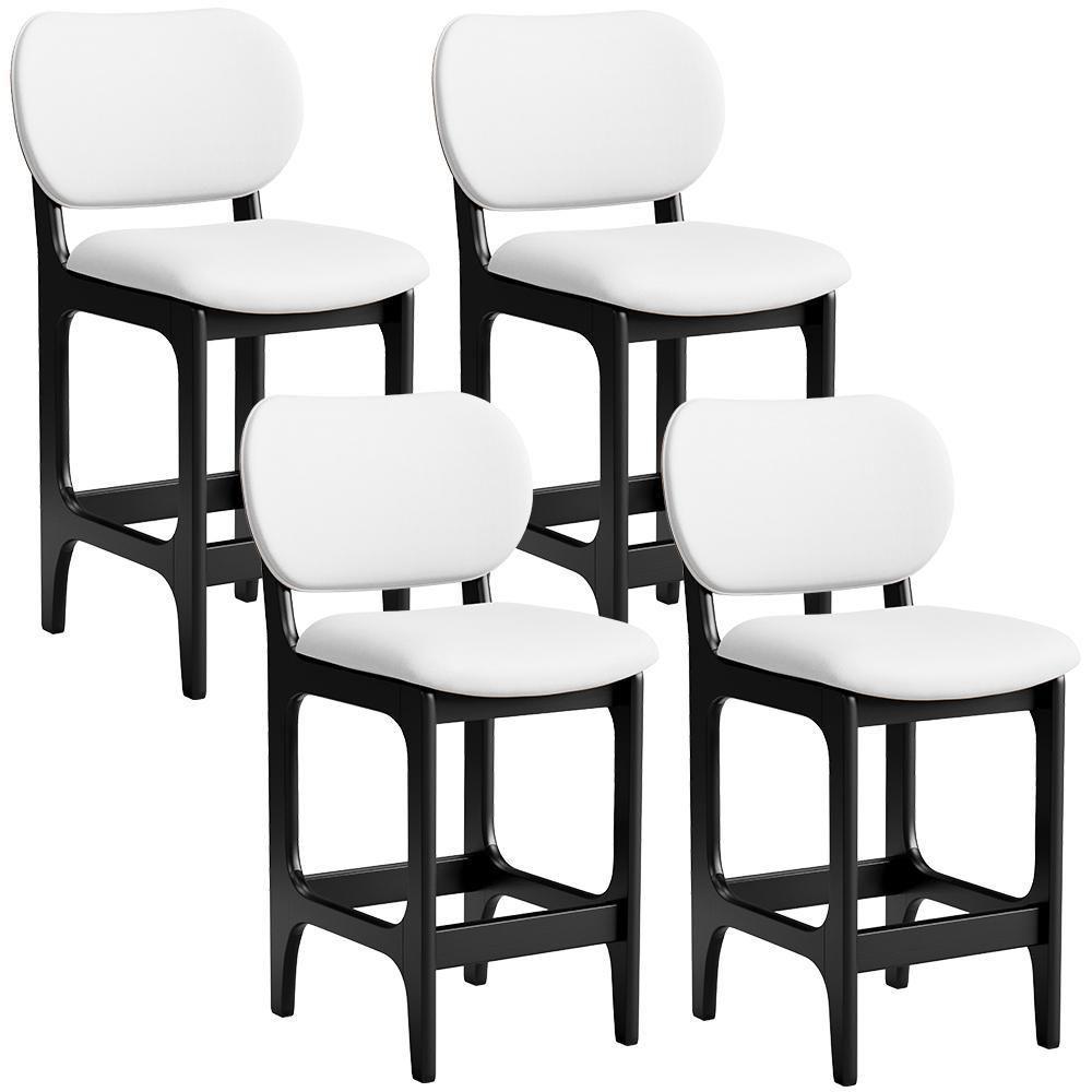 Kit 04 Banquetas Baixa Bar Cozinha E Sala De Jantar Fixa Betta L02 Preto Facto Branco - 1