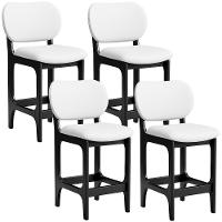 Kit 04 Banquetas Baixa Bar Cozinha E Sala De Jantar Fixa Betta L02 Preto Facto Branco - 1