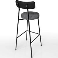 Kit 02 Banquetas Alta Cozinha Sala Jantar Milão L02 Couríssimo Preto Linho Cinza Escuro - 6