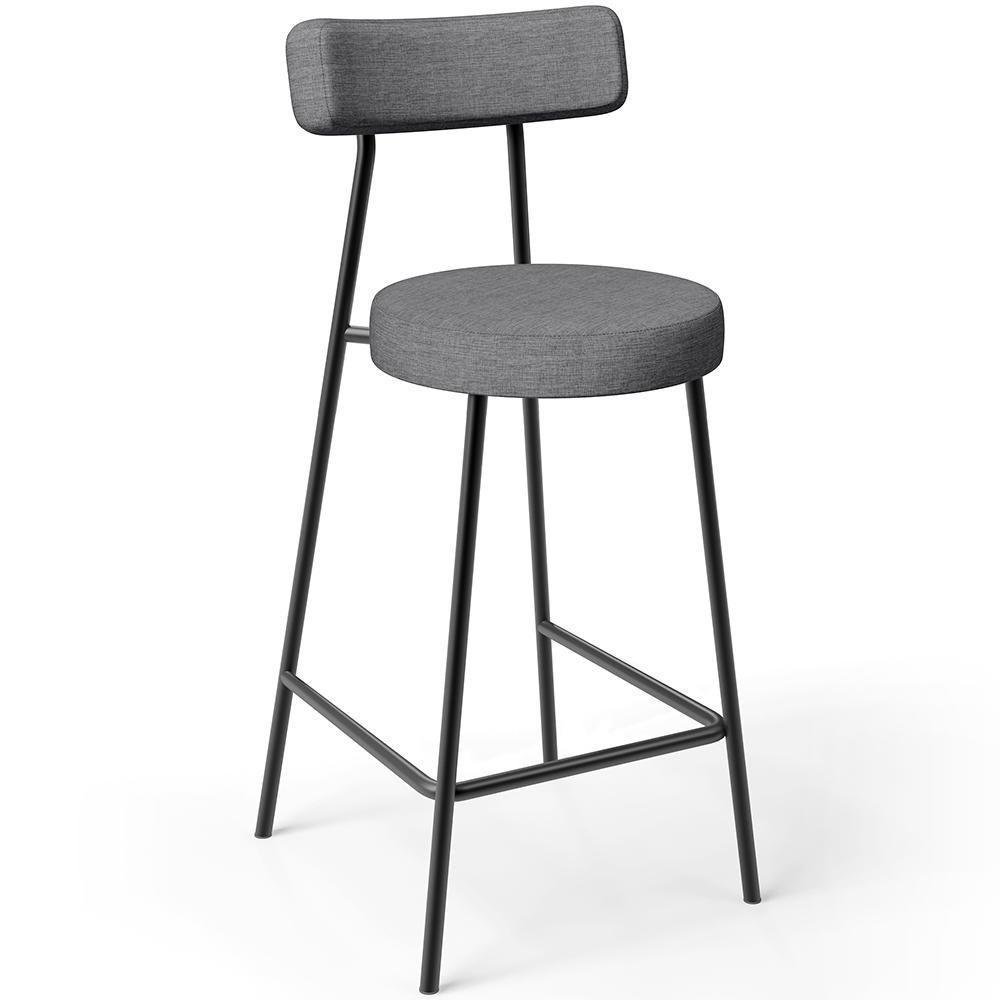 Kit 03 Banquetas Baixa Para Cozinha Sala De Jantar Bancada Milão L02 Linho Cinza Escuro - 3