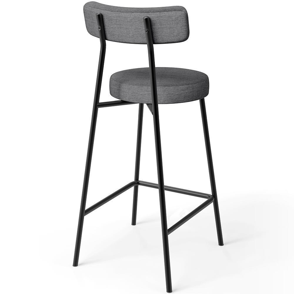 Kit 03 Banquetas Baixa Para Cozinha Sala De Jantar Bancada Milão L02 Linho Cinza Escuro - 8