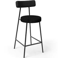 Banqueta Baixa Cozinha E Sala De Jantar Bancada Milão L02 Couríssimo Preto Linho Chumbo - 1