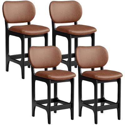 Kit 04 Banquetas Baixa Bar Cozinha E Sala De Jantar Fixa Betta Preto Couríssimo Marrom