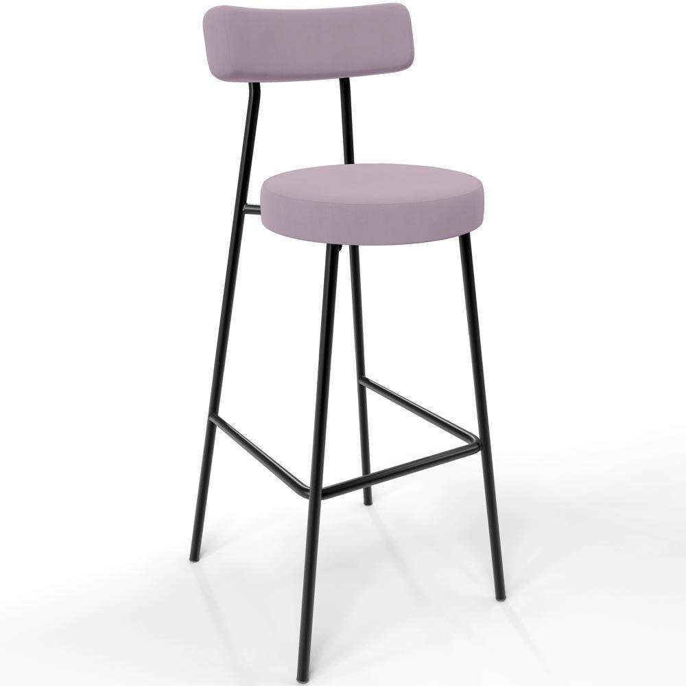 Kit 04 Banquetas Altas Bar Cozinha Sala De Jantar Em Aço Milão L02 Suede Rosê - 5
