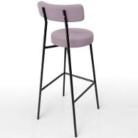 Kit 04 Banquetas Altas Bar Cozinha Sala De Jantar Em Aço Milão L02 Suede Rosê - 3